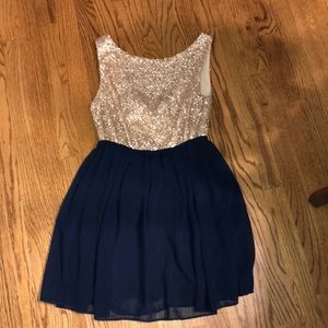Navy and gold dress